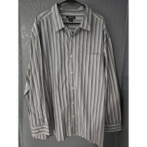 Men's Claiborne Dressy Button Up Shirt Long Sleeve Size 4XL Striped Multicolor